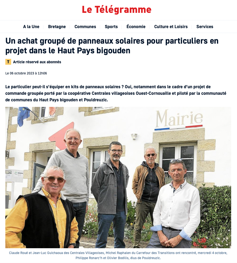 Capture de l'article du Télégramme