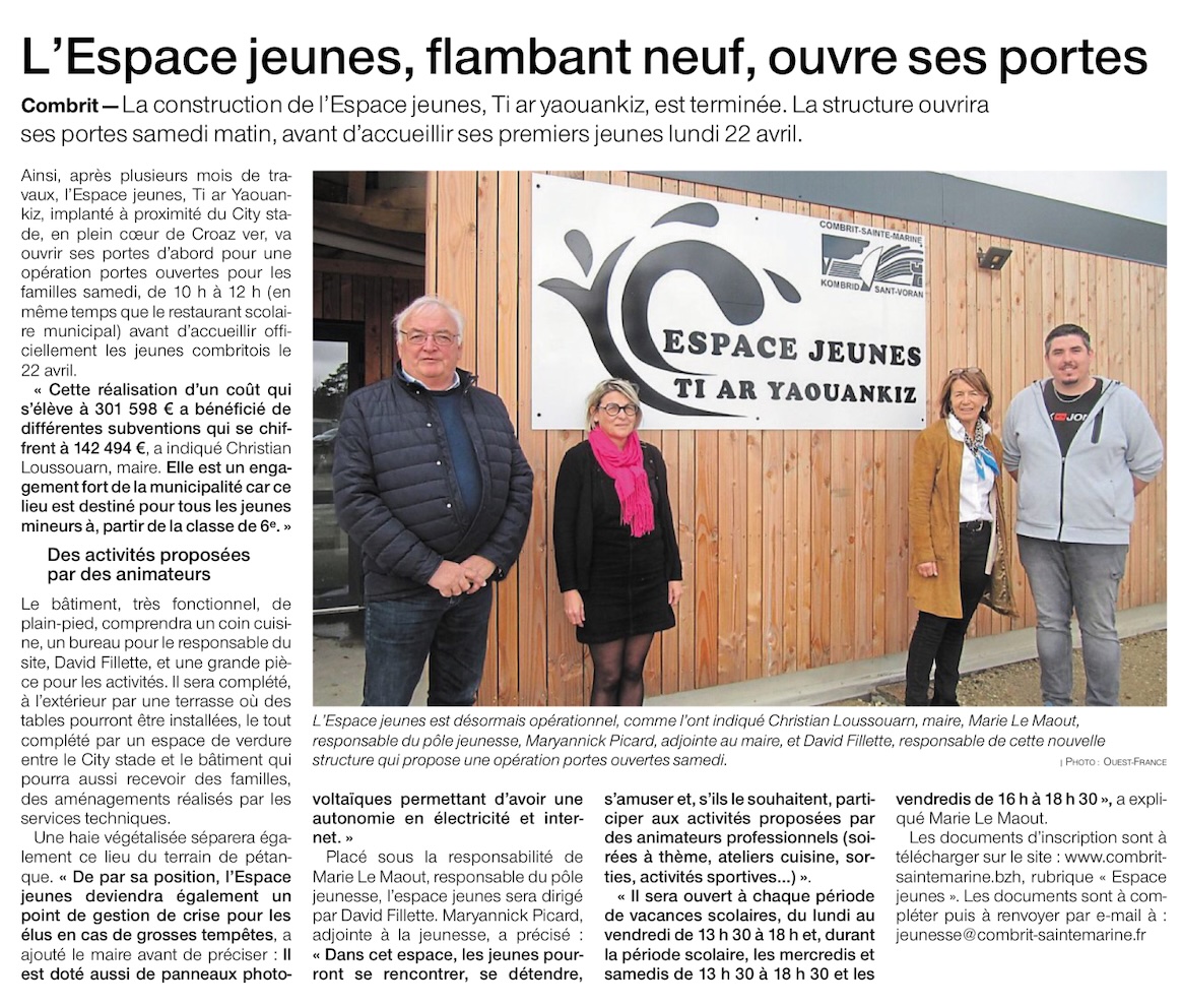 l'Espace jeunes ouvre ses portes - Ouest-France