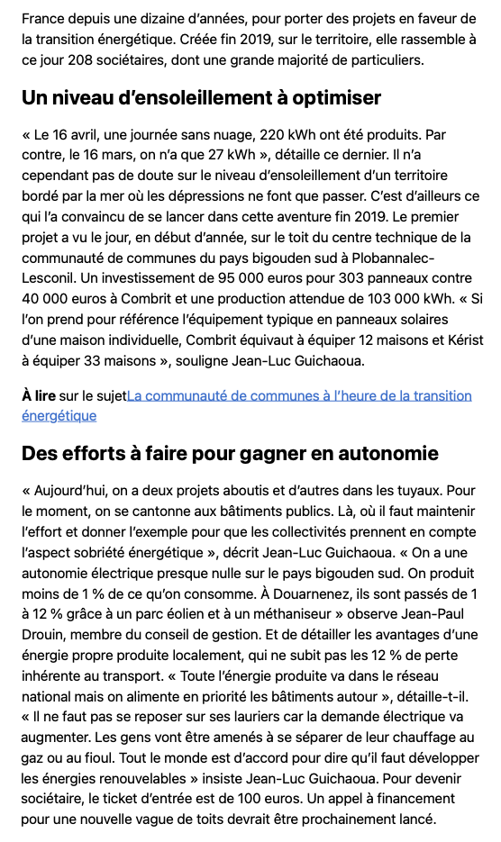 Suite de l'article du Télégramme